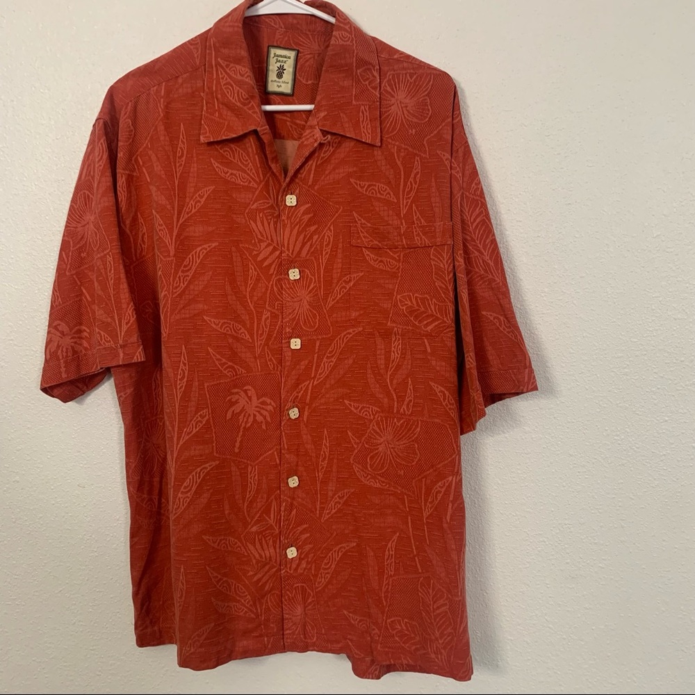 Jamaica Jaxx Authentic Island Style Silk Large Hawaiian Shirt Square Buttons